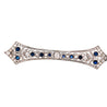 Art Deco 4 Carat Old European Cut Diamond & Sapphire 18K White Gold Pin Brooch