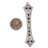 Art Deco 4 Carat Old European Cut Diamond & Sapphire 18K White Gold Pin Brooch