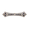 Art Deco 4 Carat Old European Cut Diamond & Sapphire 18K White Gold Pin Brooch