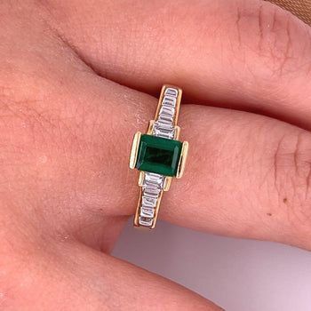 18kゴールドのアールデコ調コロンビア産エメラルド婚約Ring – Assay Jewelers