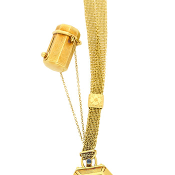 Art Deco Gold Mesh Makeup Purse with Mirror & Rouge Lipstick Holder – Assay Jewelers