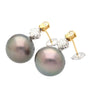 Black Pearl with Fancy Yellow & White Lily Cut Diamond Drop Earrings
