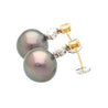 Black Pearl with Fancy Yellow & White Lily Cut Diamond Drop Earrings