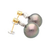 Black Pearl with Fancy Yellow & White Lily Cut Diamond Drop Earrings