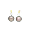 Black Pearl with Fancy Yellow & White Lily Cut Diamond Drop Earrings