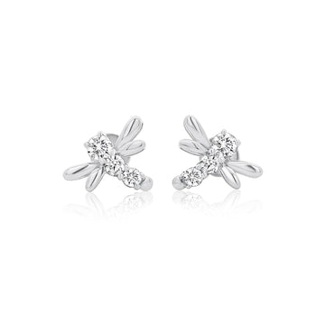 Blue Diamond Dragonfly Stud Earrings in 14K White Gold – Assay Jewelers