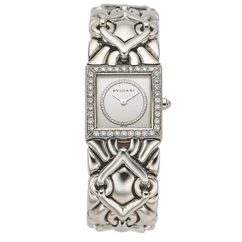 Bvlgari Trika Diamond 18K White Gold Integral Bracelet Square Watch Full Set