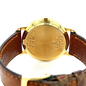 Bvlgari Vintage Mens Watch Ref. BB30 GI in 18K Yellow Gold & Leather Strap – Assay Jewelers