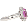 CGTL Certified 3.96 Carat Oval Cut Pink Sapphire and Diamond Halo Ring in 18k White Gold