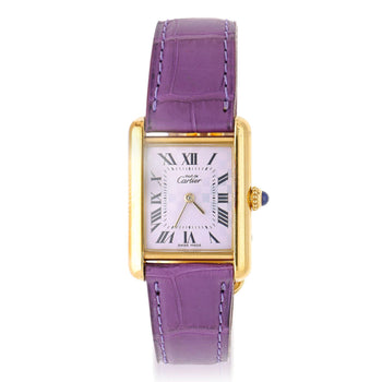 Cartier Must de Cartier Tank 2415 Japan Limited Purple Checkerboard Dial Vermeil – Assay Jewelers