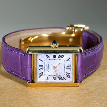 Cartier Must de Cartier Tank 2415 Japan Limited Purple Checkerboard Dial Vermeil – Assay Jewelers
