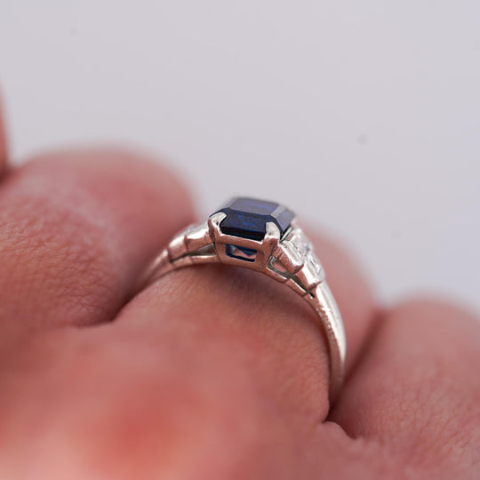 Cartier Paris Art Deco Royal Blue 2.3 Carat No Heat Sapphire and Diamond Ring