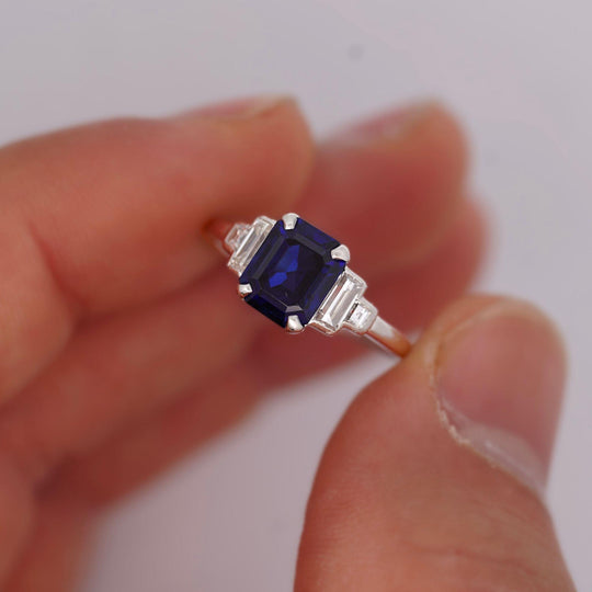 Cartier Paris Art Deco Royal Blue 2.3 Carat No Heat Sapphire and Diamond Ring