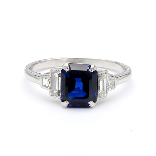 Cartier Paris Art Deco Royal Blue 2.3 Carat No Heat Sapphire and Diamond Ring
