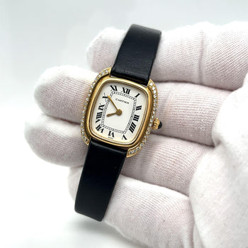 Cartier Paris Gondole 18K Gold Diamond Bezel White Dial Manual Wind Watch – Assay Jewelers