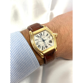 Cartier Roadster Ref. 2524 Men's Tonneau Large Size 18K Gold Watch in Leather with Box and Papers – Assay Jewelers