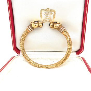 Cartier Signed 18k Gold Double Headed Panthere Bangle With Original Box/Papers – Assay Jewelers
