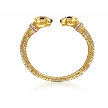 Cartier Signed 18k Gold Double Headed Panthere Bangle With Original Box/Papers – Assay Jewelers