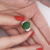 Certified 5.80 Carat Natural Jadeite Jade and Baguette Diamond Platinum Ring