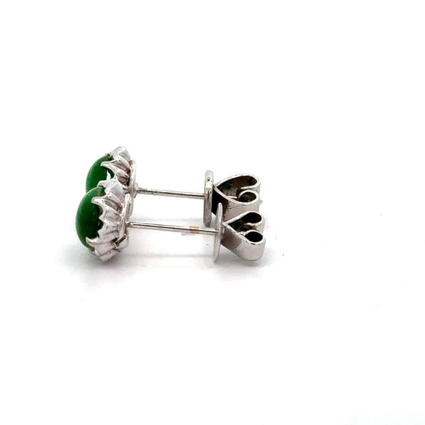 Certified Jadeite Jade A Platinum Stud Earrings