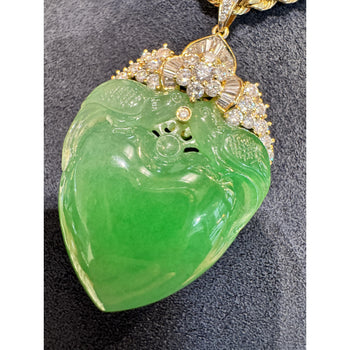 Certified Jadeite Jade Grade A Fei Cui Two Bird Feeding Motif Pendant in 18k – Assay Jewelers