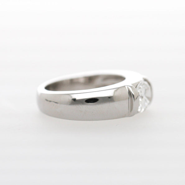 Chaumet Paris GIA Certified Cushion Cut Diamond 18K White Gold Tension Set Ring