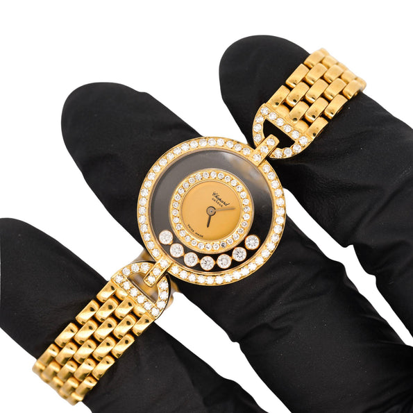 Chopard Happy Diamonds 22.05 Carat Diamond Ref 4097 Bezel 18K Yellow Gold Watch