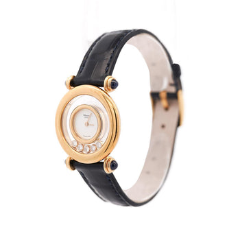 Chopard Happy Sport 4116 18K Gold Five Diamond Quartz On Blue Leather Watch – Assay Jewelers