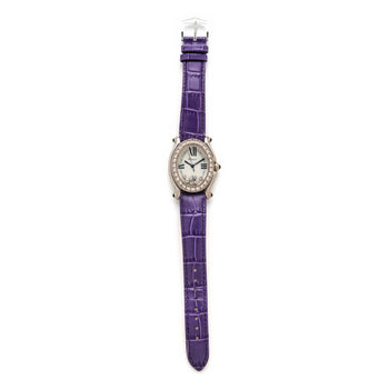 Chopard Happy Sport Floating Diamond & Diamond Bezel Purple Leather Strap Watch – Assay Jewelers