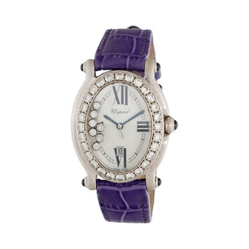Chopard Happy Sport Floating Diamond & Diamond Bezel Purple Leather Strap Watch – Assay Jewelers