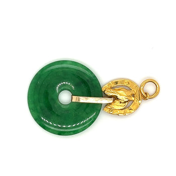 Pendentif disque circulaire en jade, monture cheval en or 24 carats – Assay Jewelers