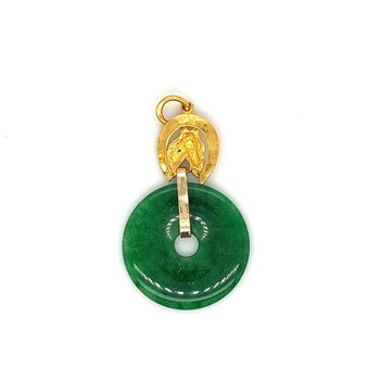 Pendentif circulaire en jade, disque, monture cheval en or 24k – Assay Jewelers