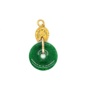 Pendentif rond en jade, monture cheval en or 24 carats – Assay Jewelers