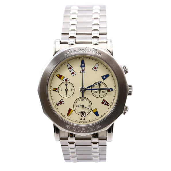 Corum Admirals Cup Stainless Steel Cream Dial Chronograph 39mm Automatic Watch