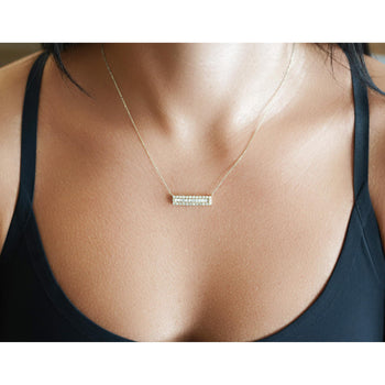 Diamond Bar Pendant Cable Chain Necklace 14K Yellow Gold 0.75 Carats – Assay Jewelers