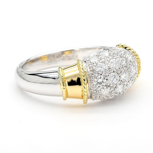 Diamond Platinum & 18K Gold Two Tone Pave Band Ring
