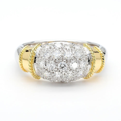 Diamond Platinum & 18K Gold Two Tone Pave Band Ring