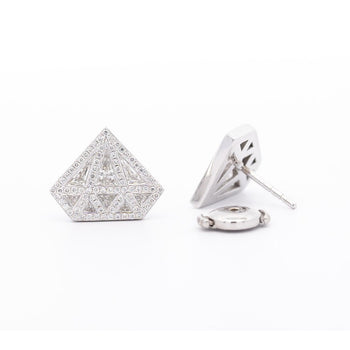 Boucles d'oreilles clous en or blanc 18K avec diamants en forme de losange, 2 CTTW – Assay Jewelers