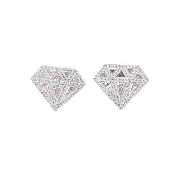Boucles d'oreilles puces en or blanc 18K avec diamant en forme de losange 2 CTTW – Assay Jewelers