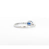 East West Oval Blue Sapphire and Diamond 18K White Gold Textured Ring