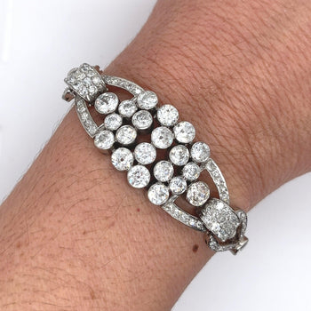 Edwardian Era 20 Carat Old Euro Cut Diamond Bracelet In Platinum Setting – Assay Jewelers