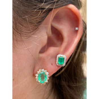 Emerald Cut Colombian Emerald Stud Earrings in 18k white and yellow gold – Assay Jewelers