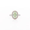 GIA 3.3 Carat Fancy Green-Yellow Oval Diamond Halo 18K Gold Ring