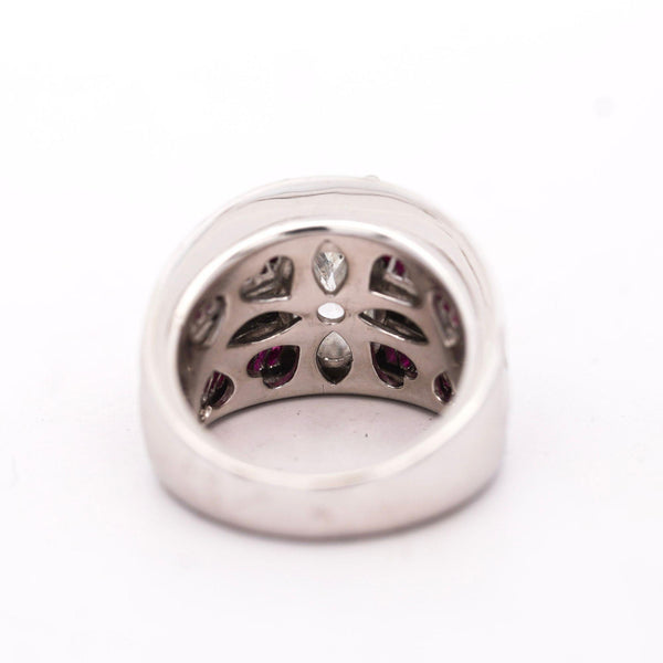GIA 4.43 Carat Oval G/I1 Diamond & Cabochon Ruby Platinum Vintage Ring