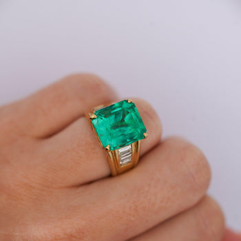 GIA 8.64 Ct Colombian Emerald & Diamond Men's Ring 18K Gold – Assay Jewelers