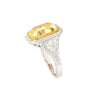 GIA Cert. 10.20 Carat Radiant Fancy Intense Yellow & Half Moon Cut Diamond Ring