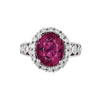 GIA Cert. 5.52 Carat Rubellite and Diamond Halo Filigree Ring