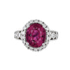 GIA-zertifizierter 5,52 Karat Rubellit und Diamant Halo in Filigran-Fassung Ring