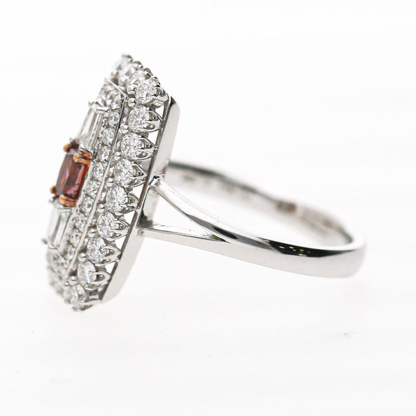 GIA Certified 0.30 Carat Fancy Deep Pink Diamond 18K White Gold Halo Ring
