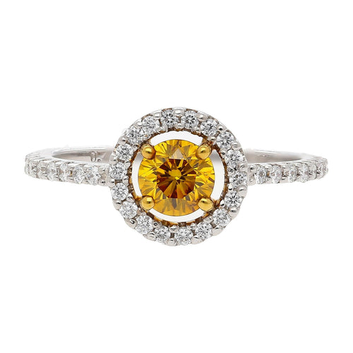 GIA Certified 0.46 Carat Fancy Deep Orange Yellow Diamond Engagement Ring